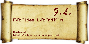 Földes Lóránt névjegykártya
